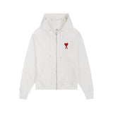 Ami aheoine hooded zipper heartembroiderloosefall and wintersweatshirtcouplepure cotton hoodie