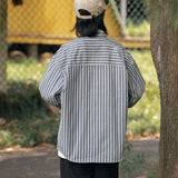 Unisex Shirts Autumn Vertical Striped Casual Shirt