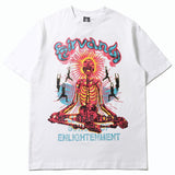 Hip-hop t-shirts: american high street style, short sleeve, skull & glow-in-the-dark letter print, relaxed fit, crew neck tee