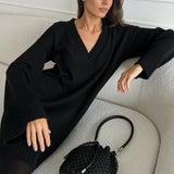 Ladies Leisure Knitwear V-neck Autumn and Winter Sweater Loose Casual Sweater
