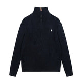 Rl ralph lauren pony fall/winter zip-up turtleneck top - couple's casual loose knit wool sweater - warm women's