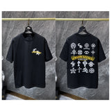 Ch hip-hop t shirts ch crow sanskrit logo seal roller engraving film loosecasualpure cotton american heavy weight short sleeves