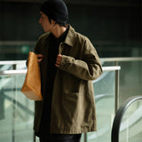 Unisex Jacket Vintage Workwear with Pocket Jacket Men Baggy Coat