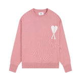 Ami araunrifknitting sweater wool sweater couple wedding photo big heart jacquard high weight round neck fall and winter