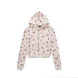 American ashley williams cartoon doll all-over print hooded sweatshirt zipper cardigan hot girl high waistoutwear