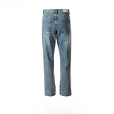 MIJKO Men's Vintage Pants MIJKO Men's Women's Autumn and Winter Washing Water Old Wide-footed Trousers Straight Jeans