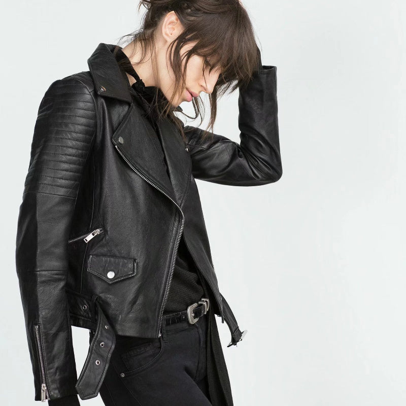 Women Leather Jacket Vintage Leather Women's Loose Short Motorcycle Clothing Leather Jacket Coat