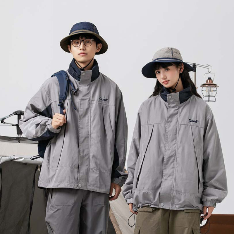 Unisex Jacket Autumn Embroidery Splicing Coat