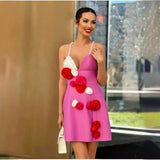 Women Dresses Bandage A- line Skirt Pearl Suspender Sexy Party Skirt (Ont0408)