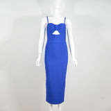 Women Evening Dress Bandage Dress Spaghetti Straps Chest Wrap Hollow out Evening Gown