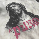 saint m t shirts Spring and summer s.m thorn character headshot small neckline distressed dirty dyed short-sleeved one piece