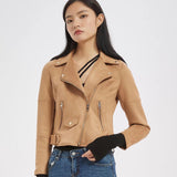 Women Jacket Autumn and Winter Suede Lapel Motorcycle Jacket