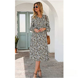 Beth Dutton Wardrobe Spring/Summer Leopard Print Long Sleeve Mid-Length Dress