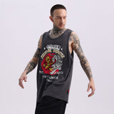 Men Vest Tiger Print Tank-Top Oversize Retro Sleeveless T-shirt for Men and Women