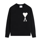 Ami araunrif round neck knitting shirt fall and winter couple long sleeves heart jacquard tops pullover woolen jacket