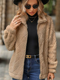 Women Trench Coat Autumn and Winter Long Sleeve Cardigan Zipper Diamond Plush Coat