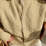 Women Knitted Cardigan Vintage Autumn and Winter round Neck Knitted Cardigan Coat Loose Sweater
