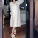 Women Knitwear Autumn and Winter V-neck Sweaters Dress