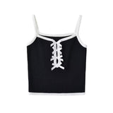 Women Tops Summer Bow Knitted Sling Short Top