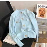Women Knitwear Spring and Autumn round Neck Slim-Fit Knitted Cardigan