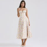 Women Dresses Spring Floral Skirt Vacation Style Suspender Dress (Lbk0409)
