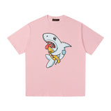 Drew house t shirt d@ew cartoon shark pattern round neck pullover short sleeves