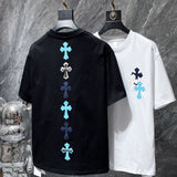 Ch hip-hop t shirts american ch heavy industry colorful leather cross contrast color short-sleeved trendyloosecasual high street
