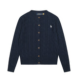Macaron color rl ralph pony casualsweetcardigan women's fall and winter dopamine round neck cardiganknitting wool sweater