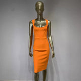 Women Dresses Bandage Dress Square Collar Mid-Length Banquet Party Dress (Ont0408)