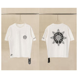 Ch hip-hop t shirts ch croo short-sleeved stylish scroll sanskrit horseshoe cross logo printingloosecasual american heavy weight