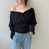 Women Cardigan Sweater Autumn Sexy Retro off-the-Shoulder Sweater Sweater 8t2061