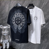 Ch hip-hop t shirts summerch crow sanskrit cross foam pull slurry short sleeve loosecasualpure cotton american heavy weight