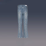 MIJKO Men's Vintage Pants MIJKO splicing men's and women's slightly washed white retro jeans