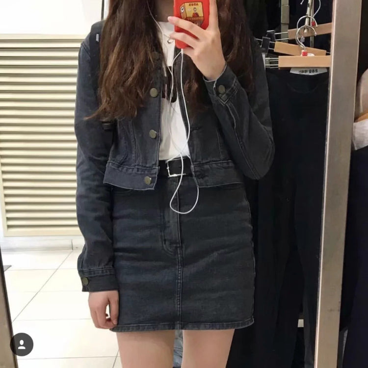 Women Jacket Slim Retro Denim Jacket Coat