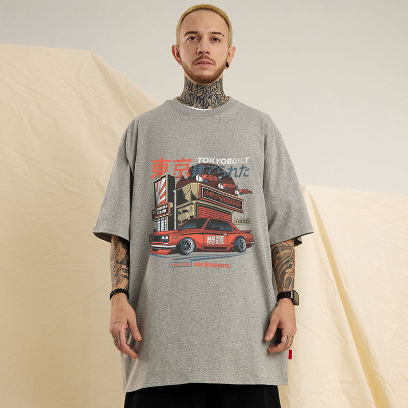 Men T Shirt Vintage Racing Printed Casual Short Sleeve T-shirt