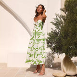 Women Dresses Summer V-neck Backless Print Sexy Suspenders Dress (Jkw0408)