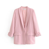 Women's Suits Apricot Blazer Women's Spring and Autumn Casual Suit Top