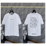 Ch hip-hop t shirts ch big sword sanskrit embroider patch patchwork american heavy weight short-sleeved high street easiest for match