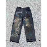Saint m t pants s.m distressed handpainted graffiti loose casual pants wholesale