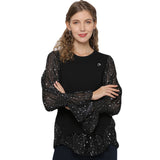 Women Knitwear Spring Knitwear Lace Chiffon Long Sleeve Shirt