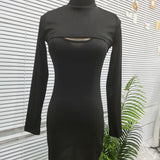 Women Dresses Autumn Sling Turtleneck Two-Piece Women's Clothing Dress (Bla0420)