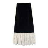 Women Skirt Gold Velvet Skirt Autumn and Winter Lace Fishtail Skirt