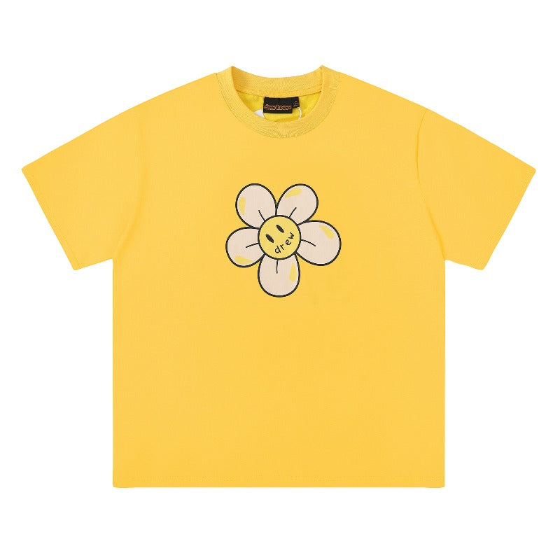 Drew house tshirt r d@ew floral letter crew neck pullover short sleeve