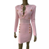 Women Dresses Bandage Dress Metal Buckle Slim Fit Dress (Ont0408)
