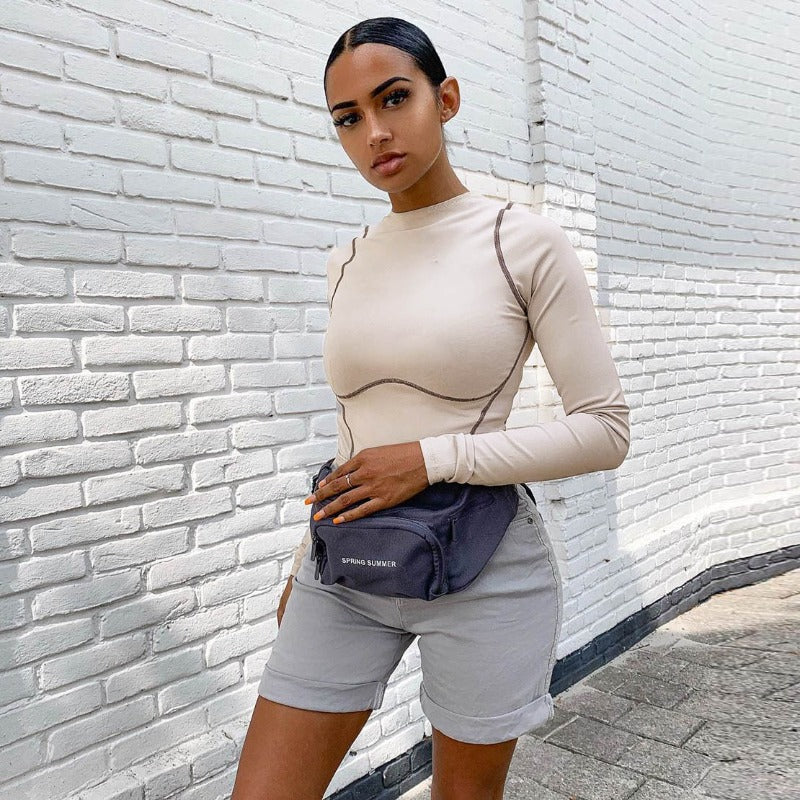 Women Jumpsuit Autumn Long Sleeve round Neck Seamless Jumpsuit (Hawthaw0412)