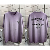 Ch hip-hop t shirts high version ch short sleeve sanskrit printingloosecasualpure cotton american heavy weight short sleeve men