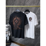 Ch hip-hop t shirts ch short-sleeved couple classic horseshoe distressed embroider loosecasual high street versatile heavy weight
