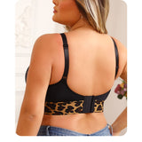 Full figure bra leopard print gathered and breathable