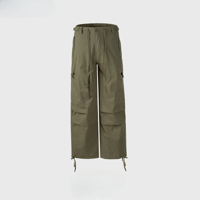 MIJKO Men's Vintage Pants MIJKO Drawstring Tooling Casual Pants Men's and Women's Pleated Straight Pants