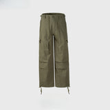 MIJKO Men's Vintage Pants MIJKO Drawstring Tooling Casual Pants Men's and Women's Pleated Straight Pants